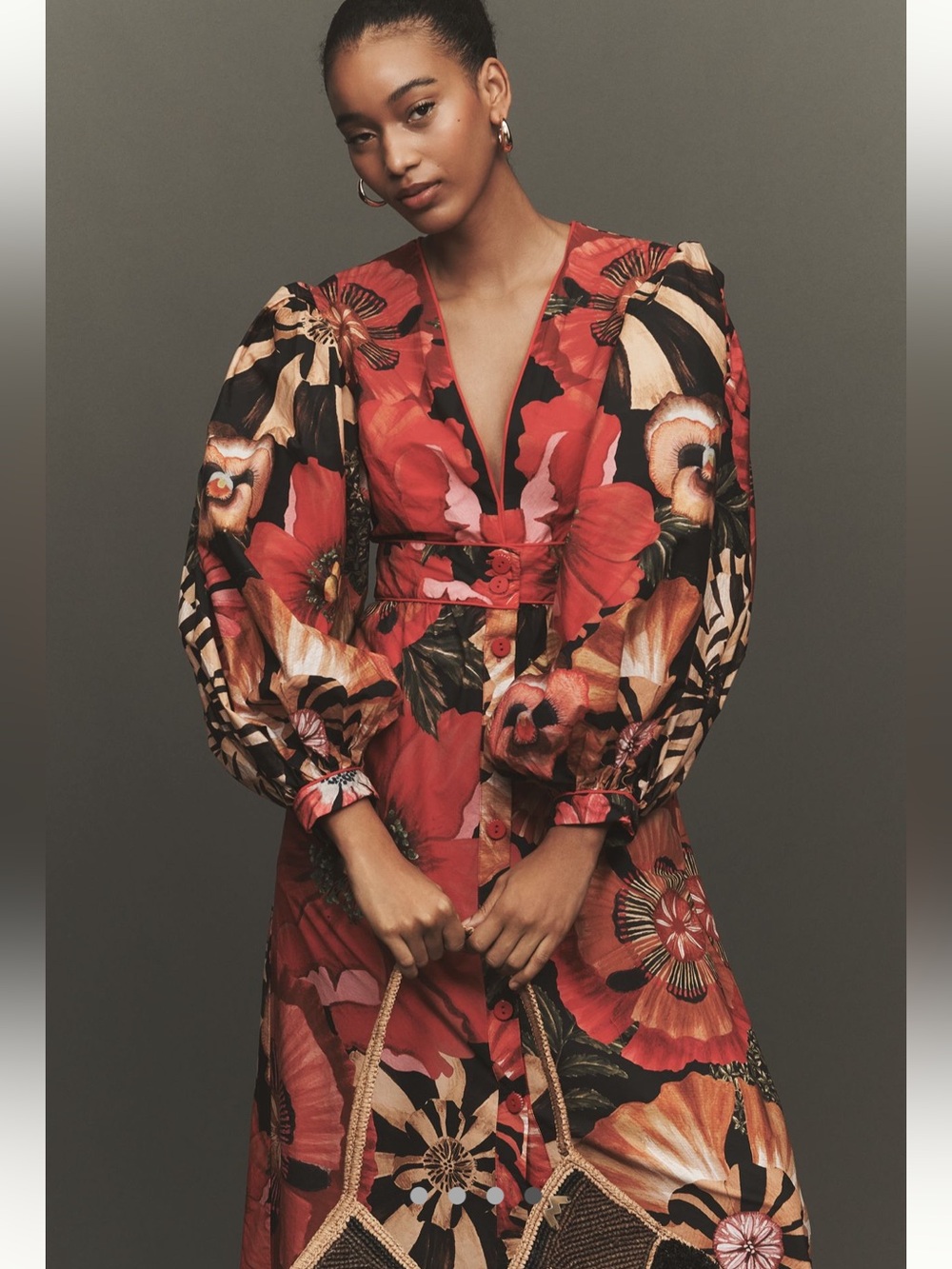 Anthropologie x Farm Rio Flowershop Puff-Sleeve Maxi Dress - Size XL - BNWT - Picture 4 of 12